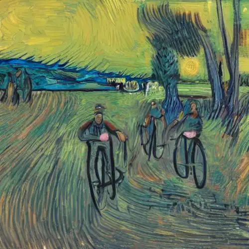 La imagen debe ilustrar la conexión entre la ansiedad ciclista y la fatiga