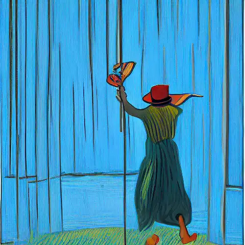 La imagen debe representar a una persona que se libera de una jaula que simboliza las comparaciones, abrazando su singularidad y persiguiendo la felicidad en sus propios términos.