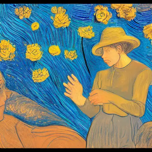 La imagen debe representar a una persona humildemente disculpando y recibiendo una respuesta compasiva